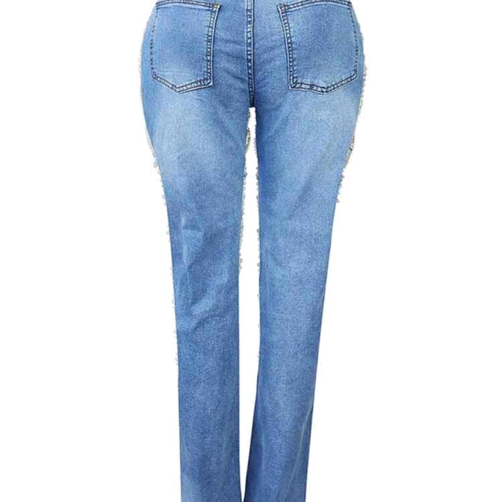 Women's Blue Embellished Jeans - Picture 8 of 8